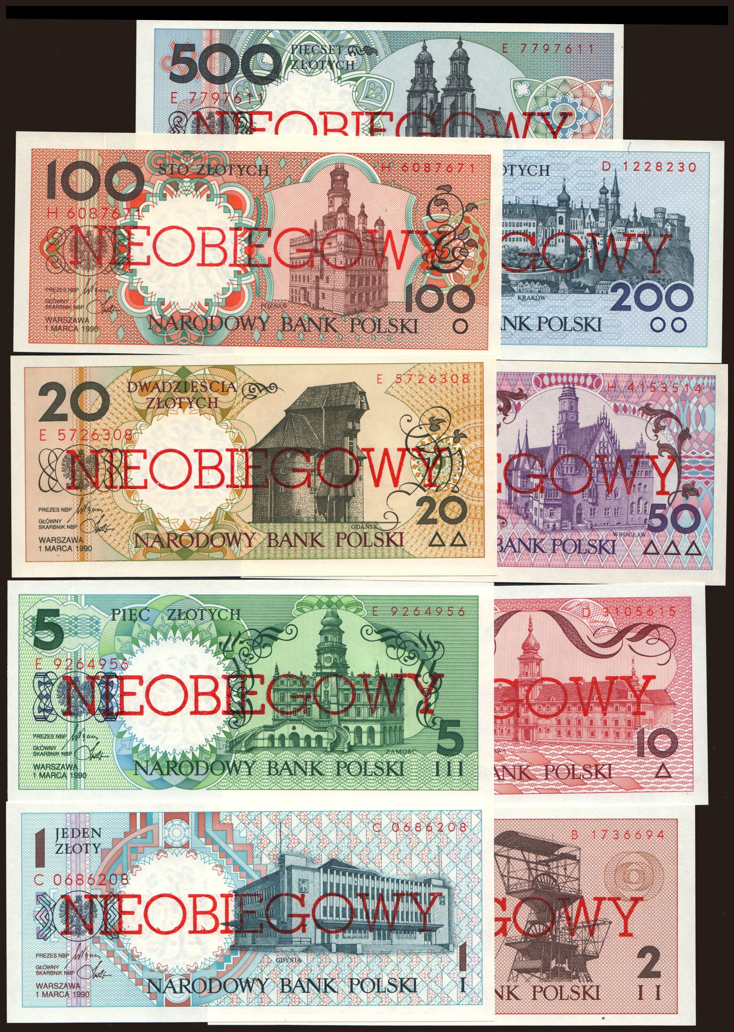 1 - 500 zlotych, 1990