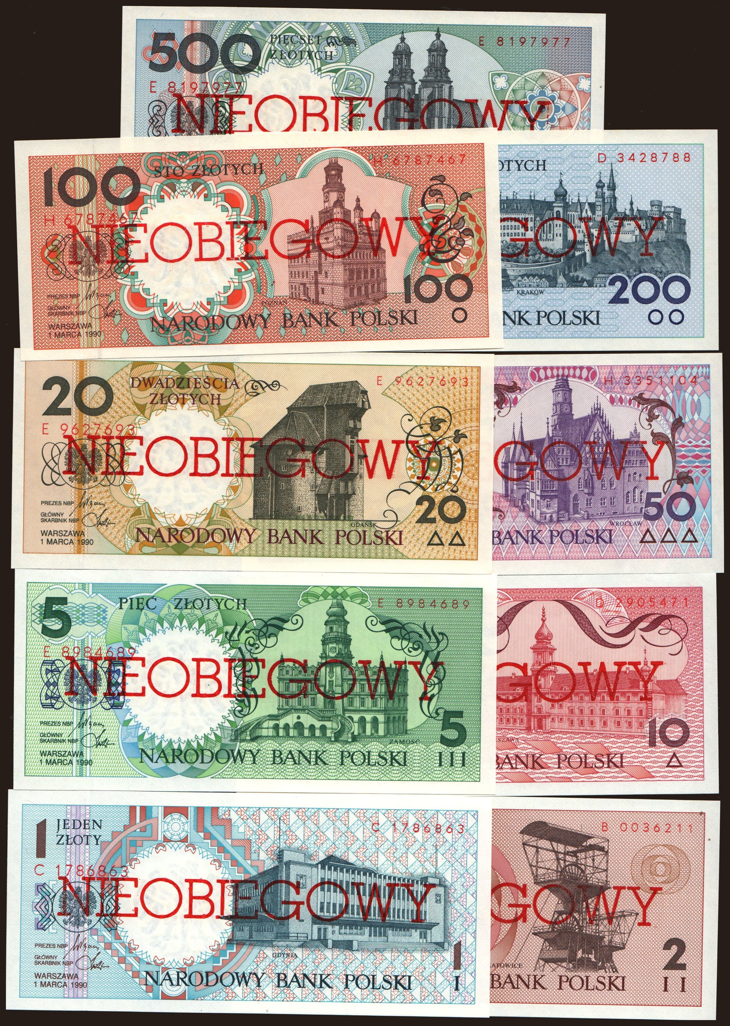 1-500 zlotych, 1990