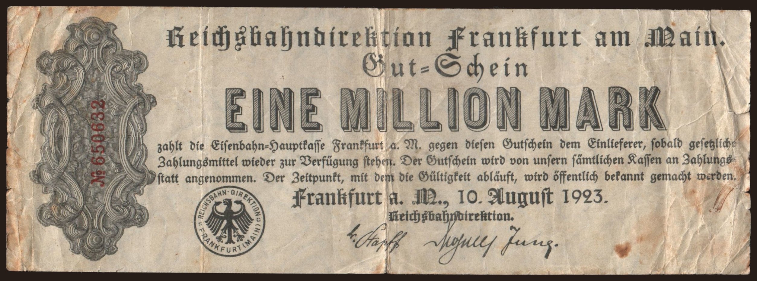 Frankfurt am Main, 1.000.000 Mark, 1923