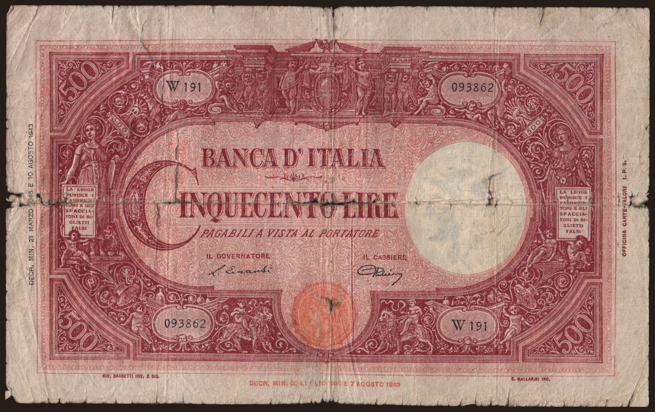 500 lire, 1946