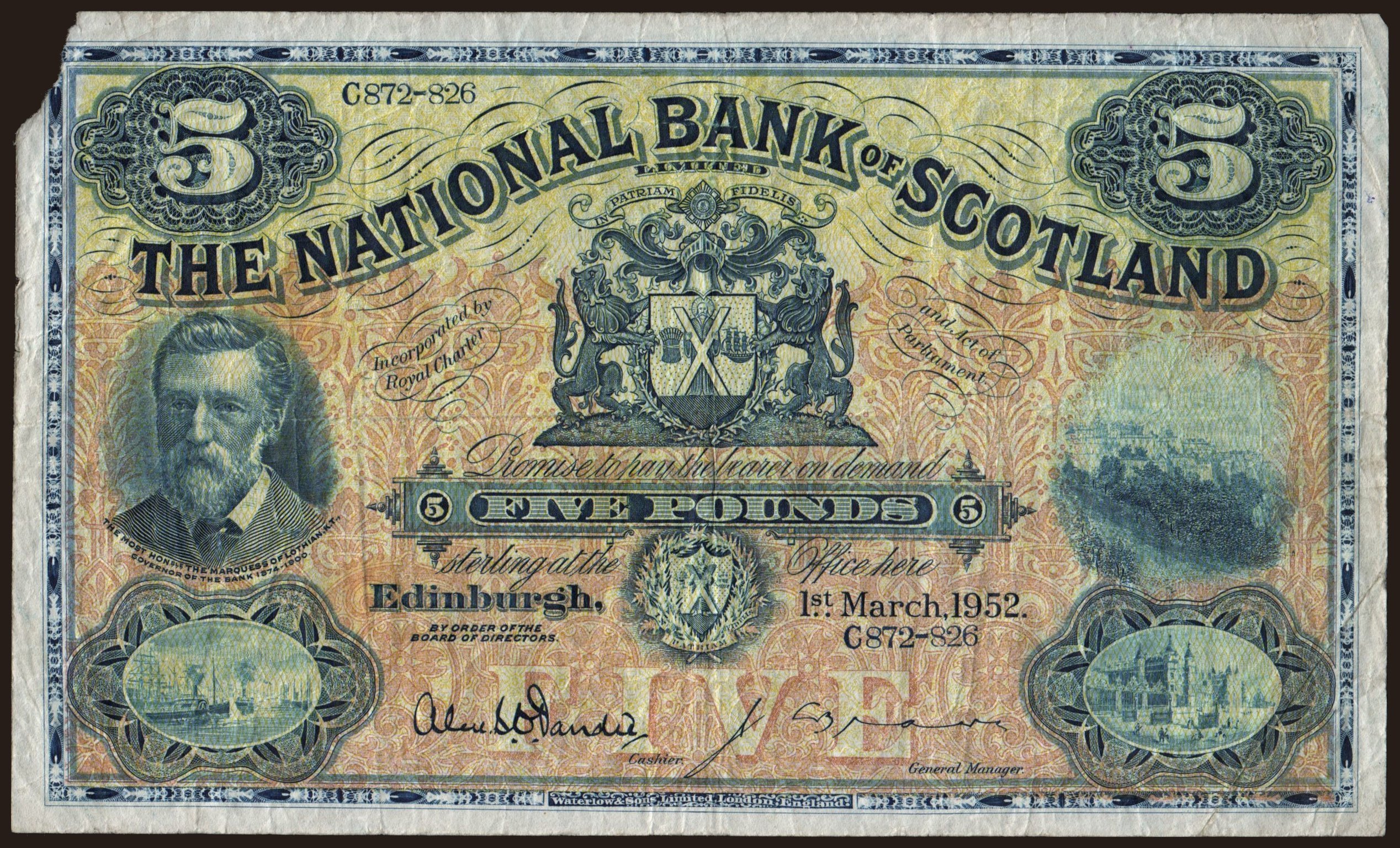 National Bank of Scotland, 5 pounds, 1952