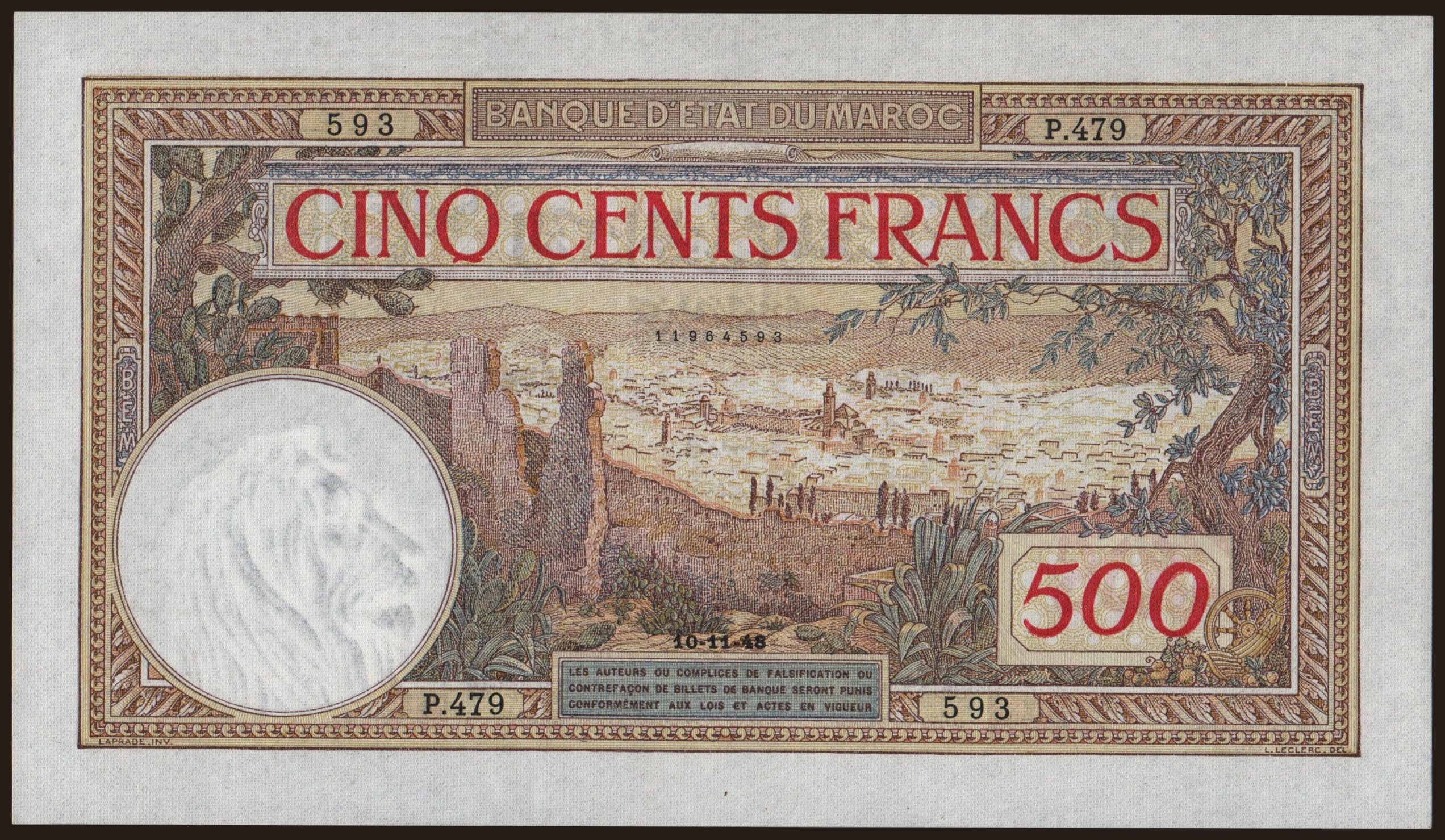 500 francs, 1948