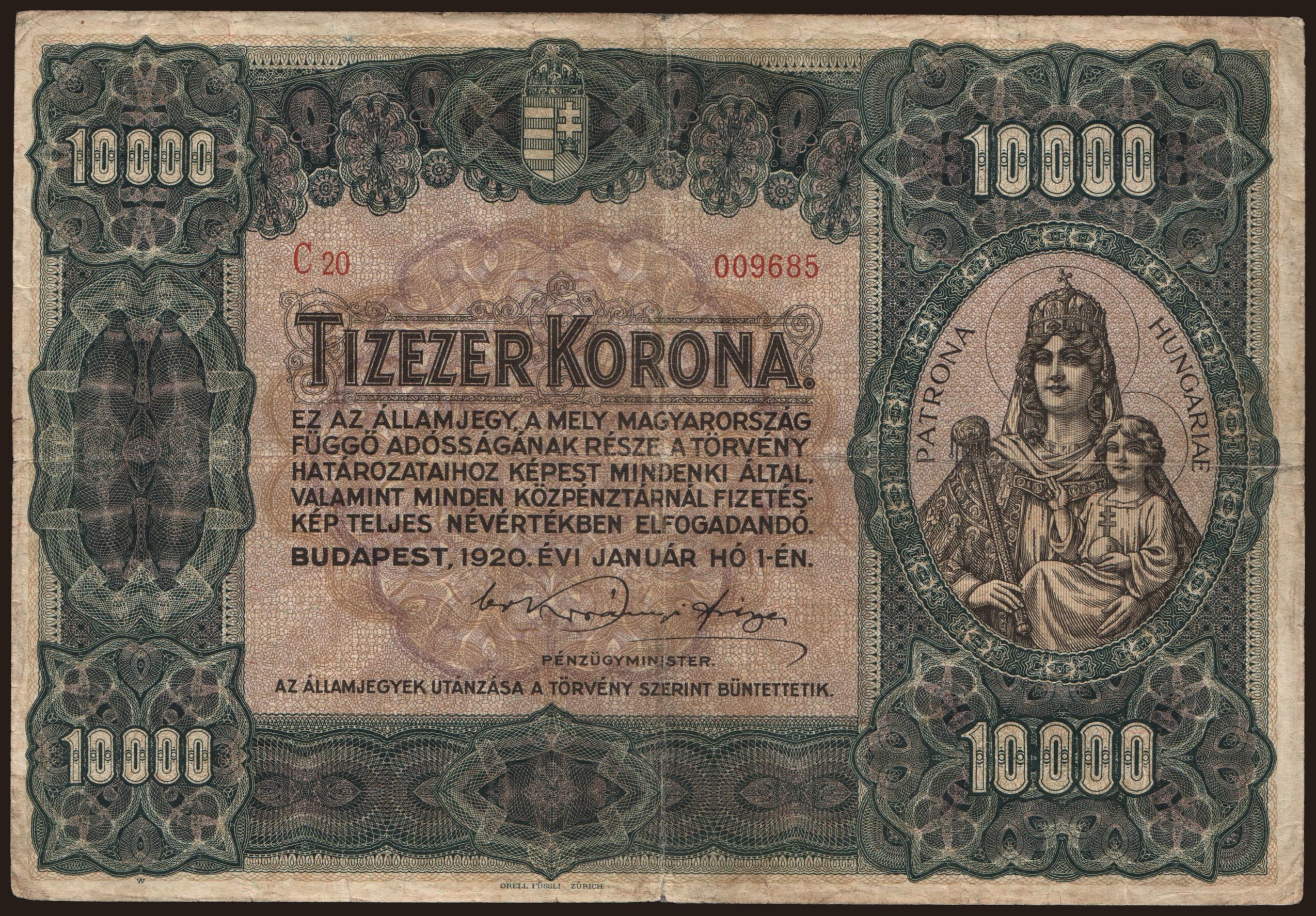 10.000 korona, 1920