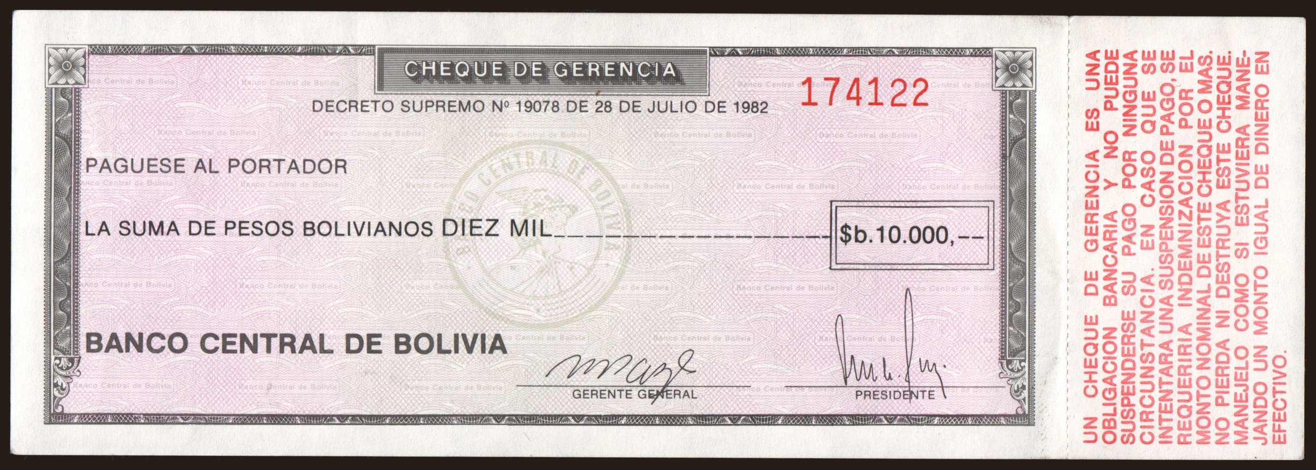10.000 pesos, 1982