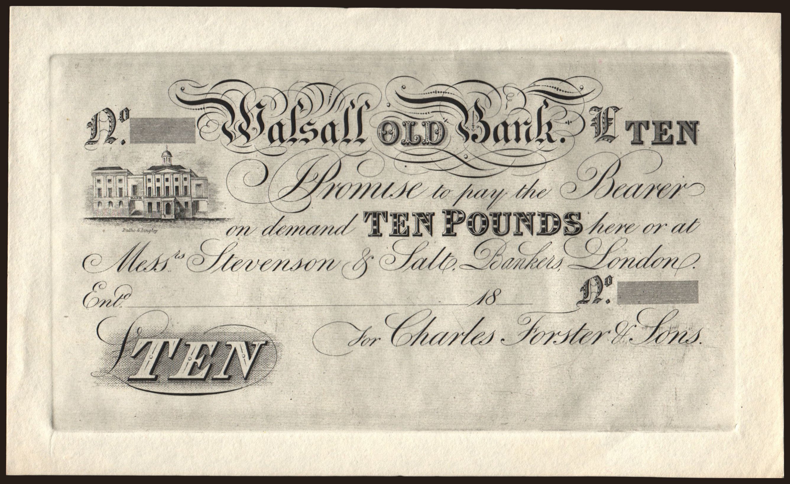 Walsall Old Bank, 10 Pounds, 18??