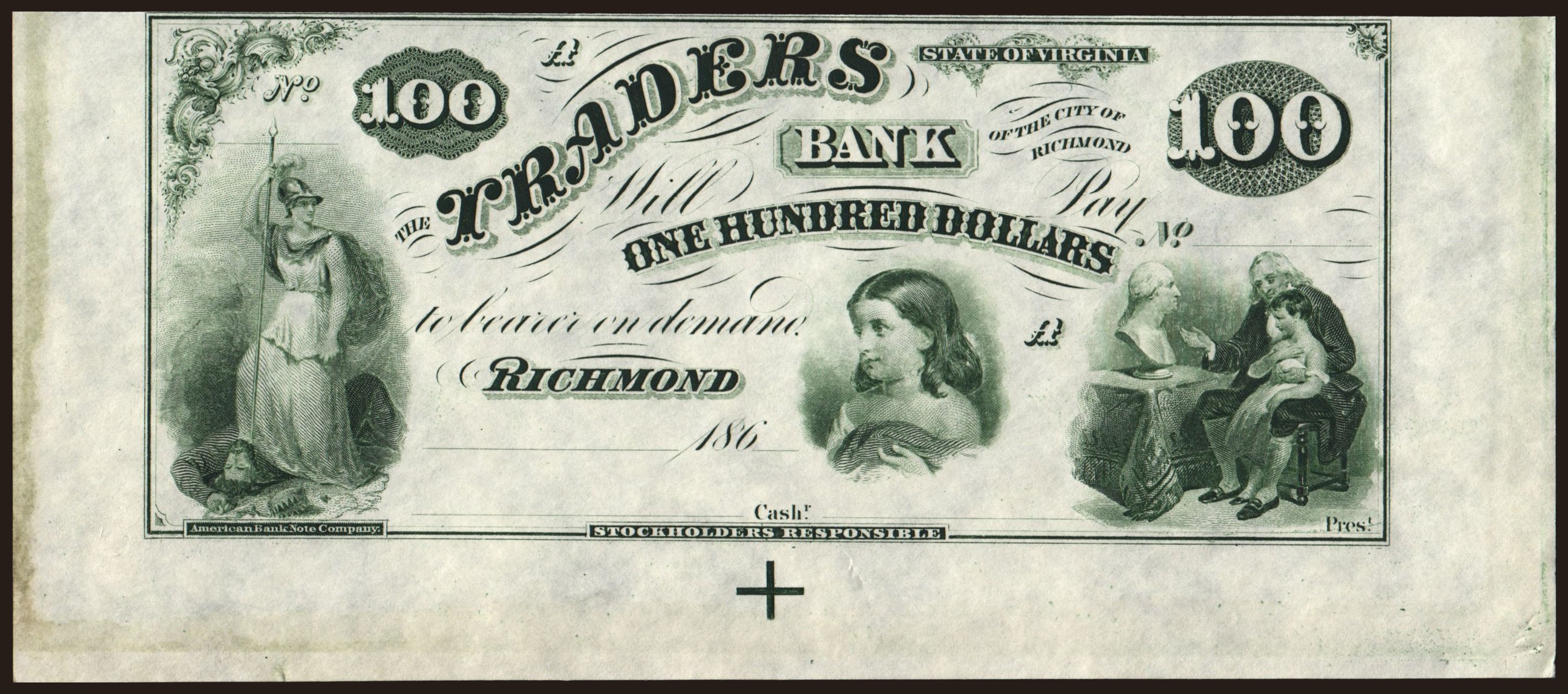 Richmond/ Traders Bank, 100 dollars, 186x