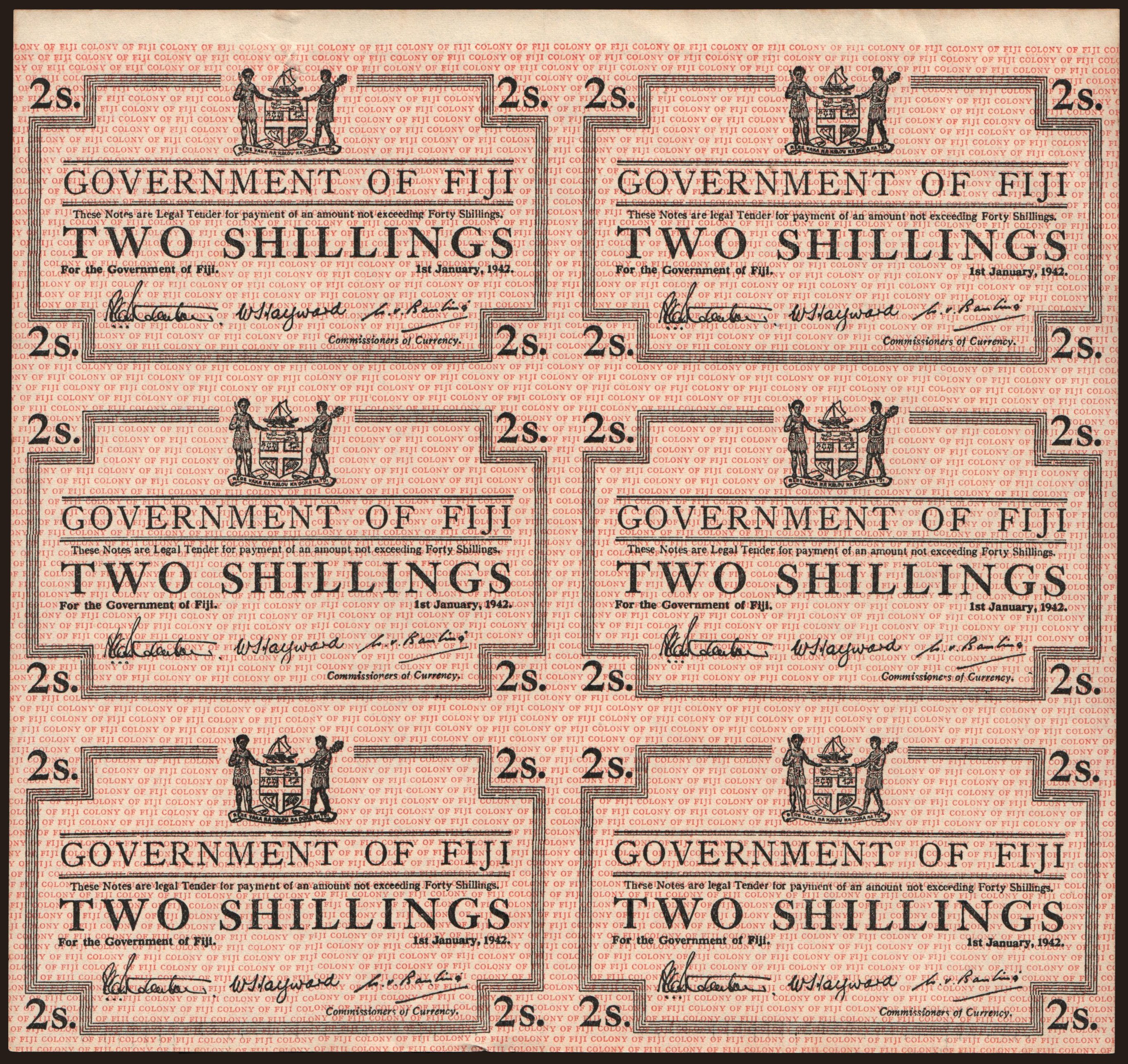 2 shillings, 1942, (6x)
