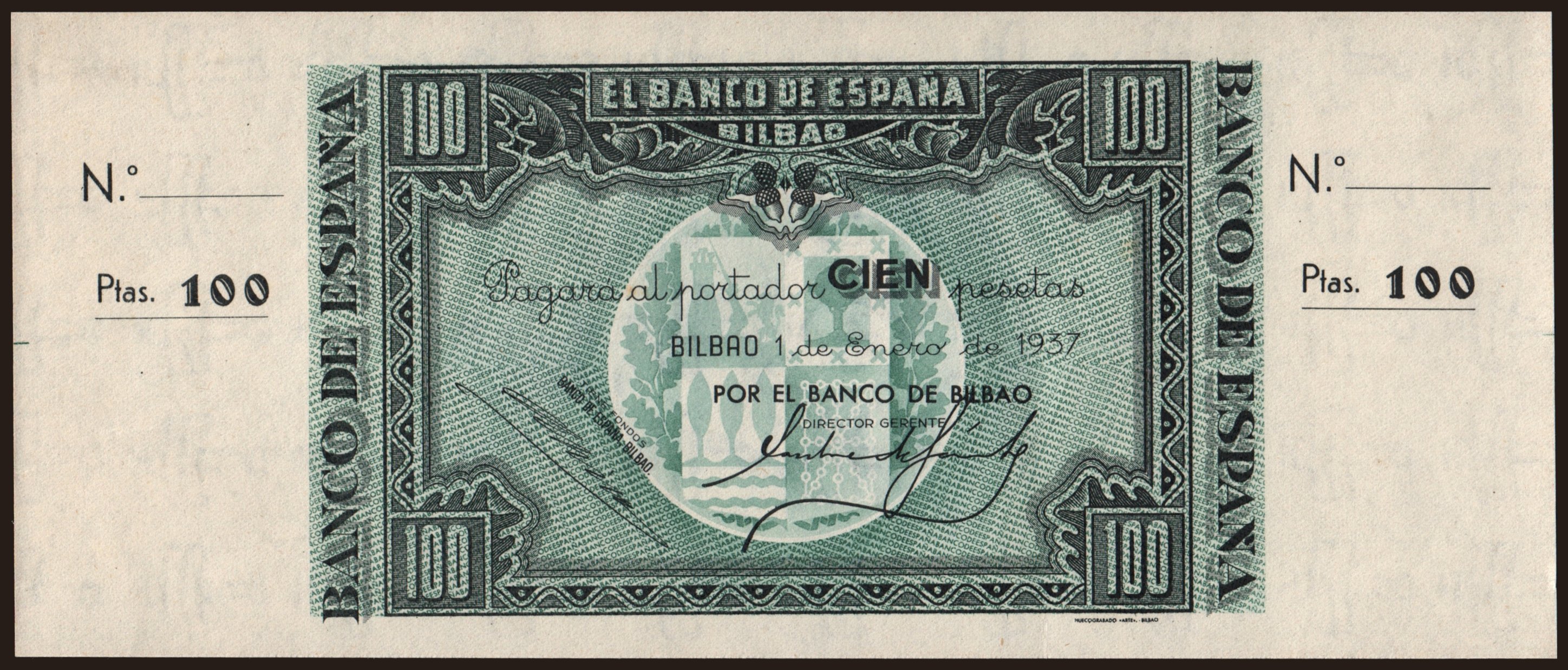Bilbao, 100 pesetas, 1937