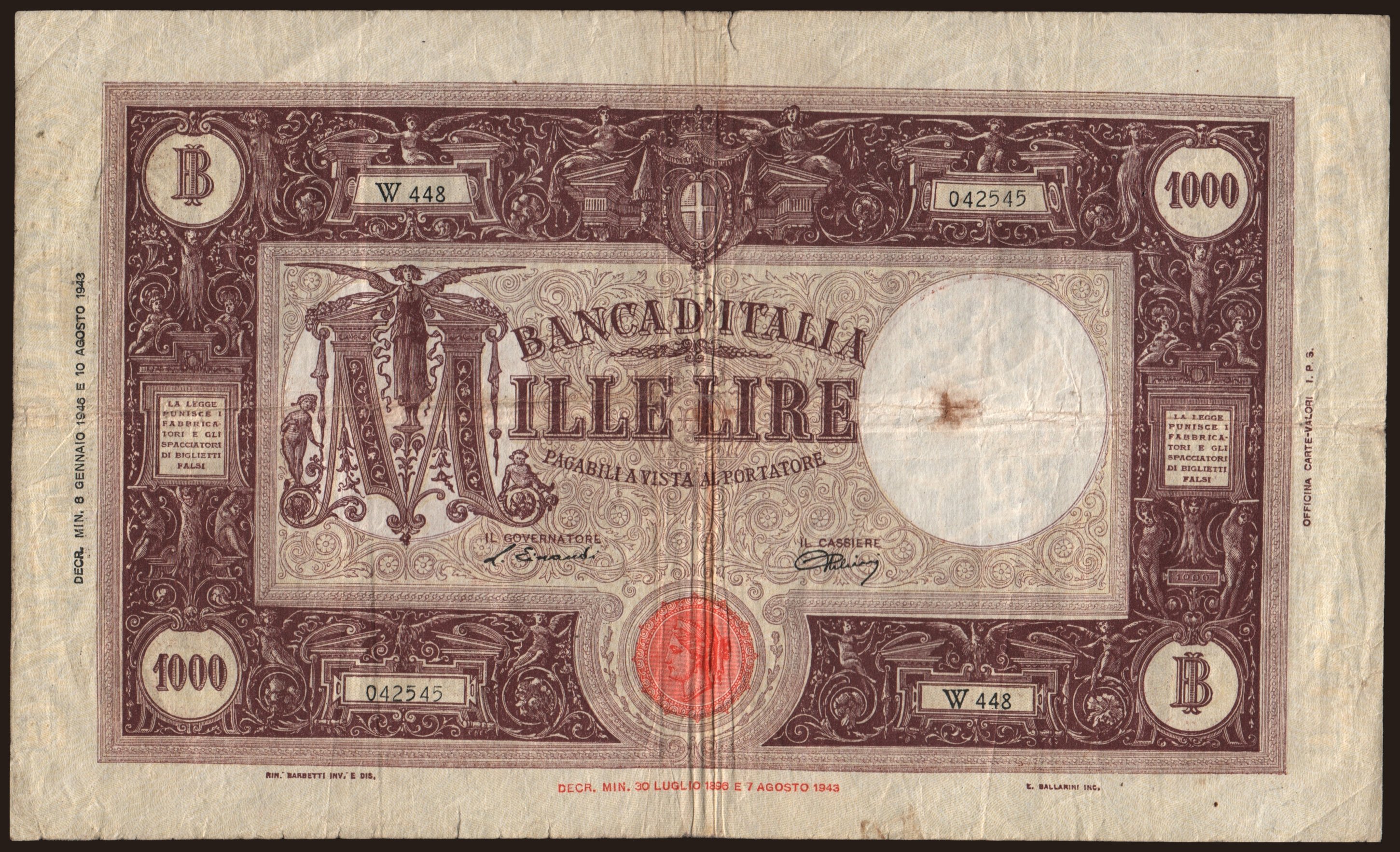 1000 lire, 1946