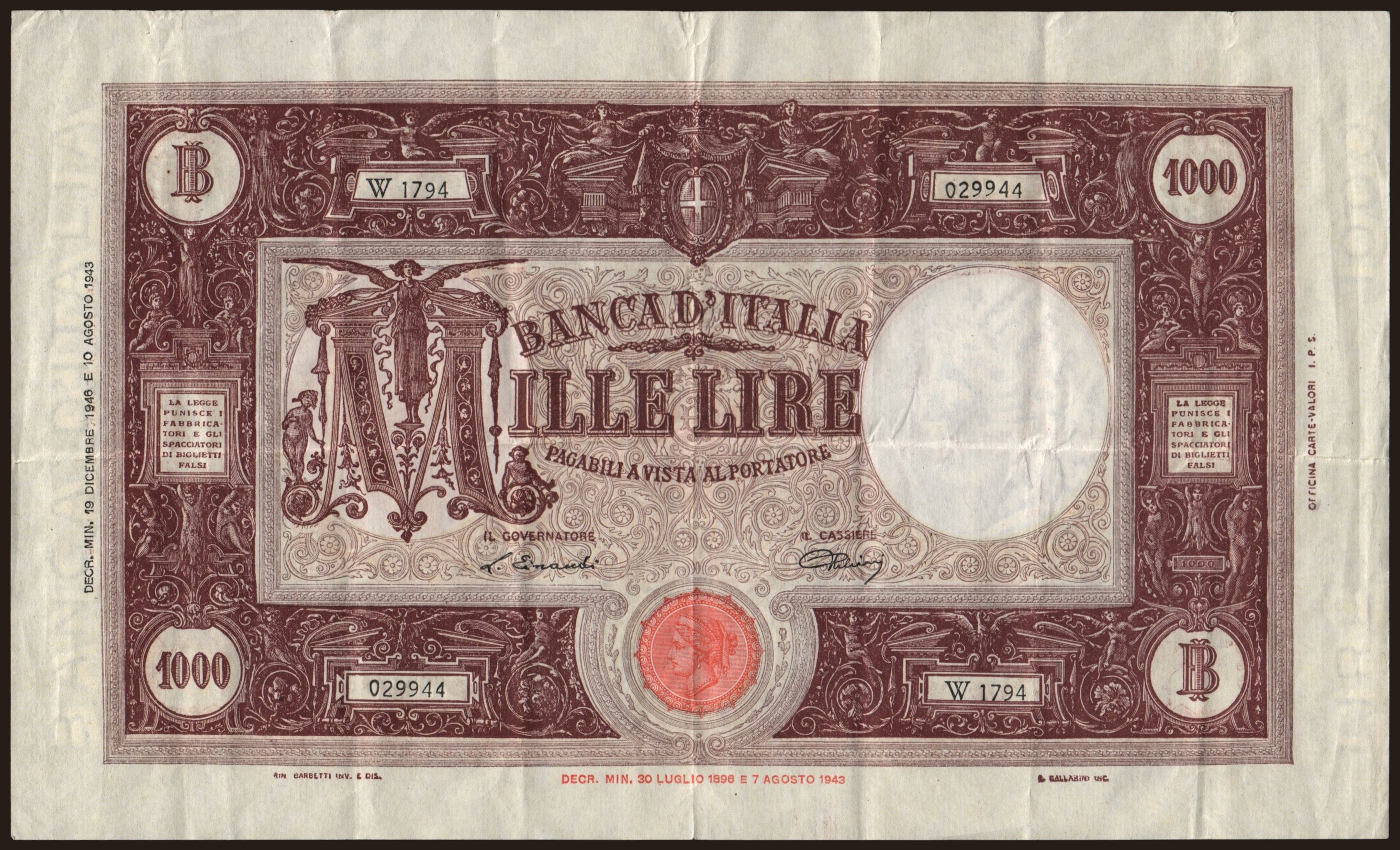 1000 lire, 1946