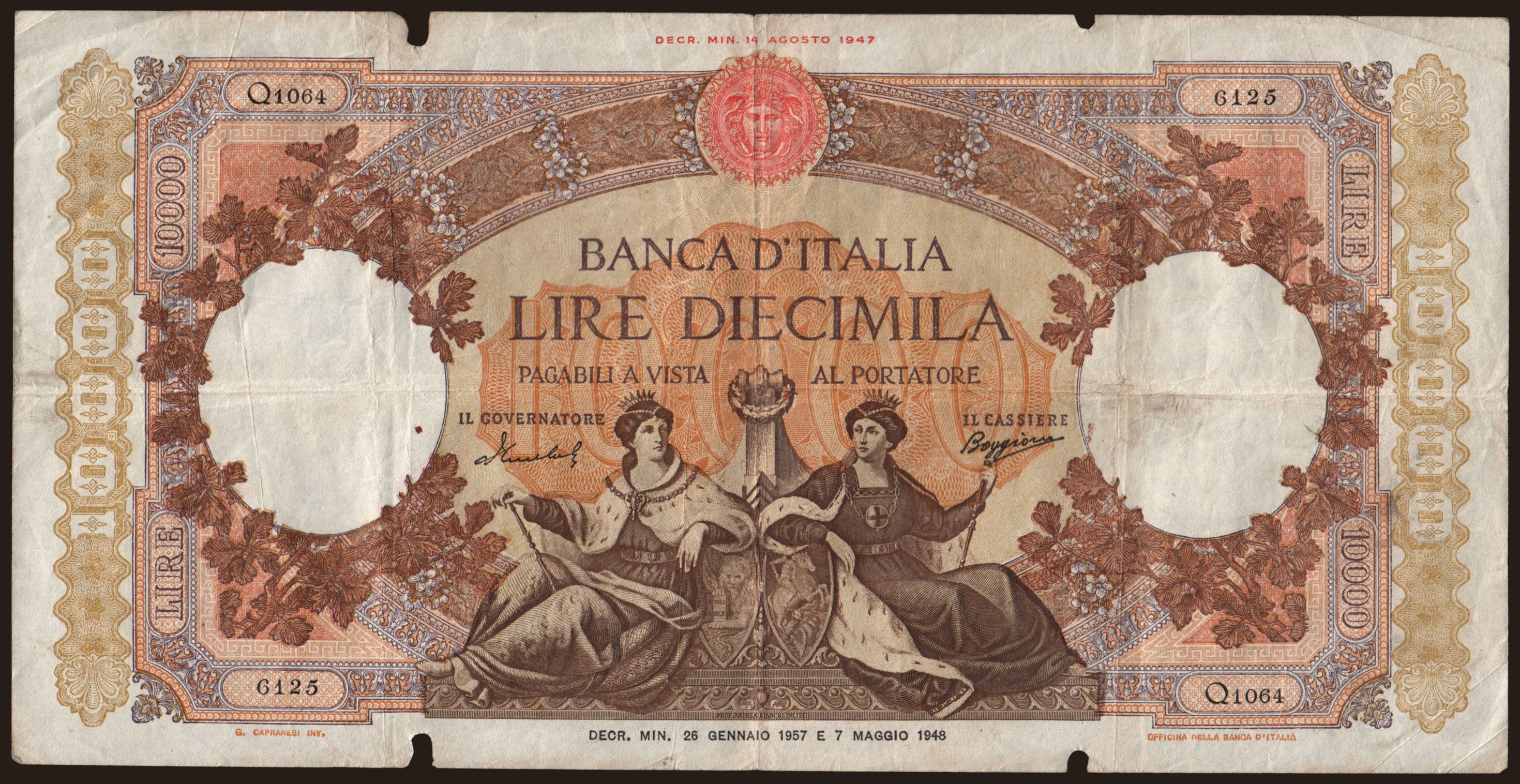 10.000 lire, 1957