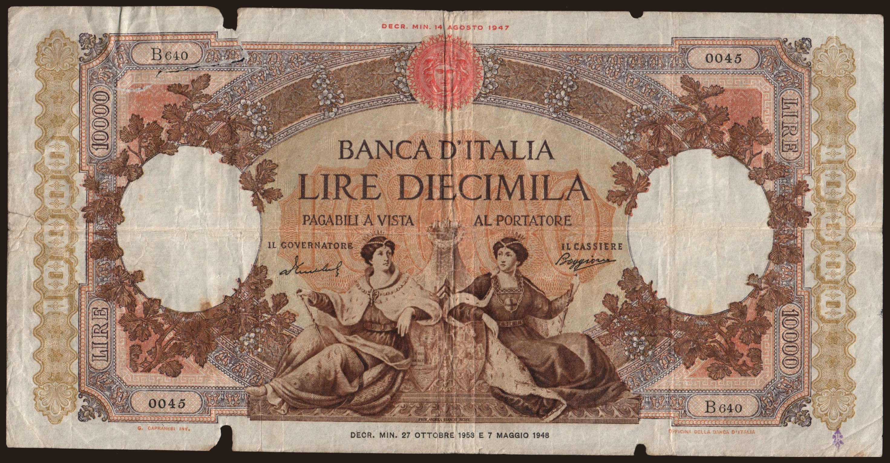 10.000 lire, 1953