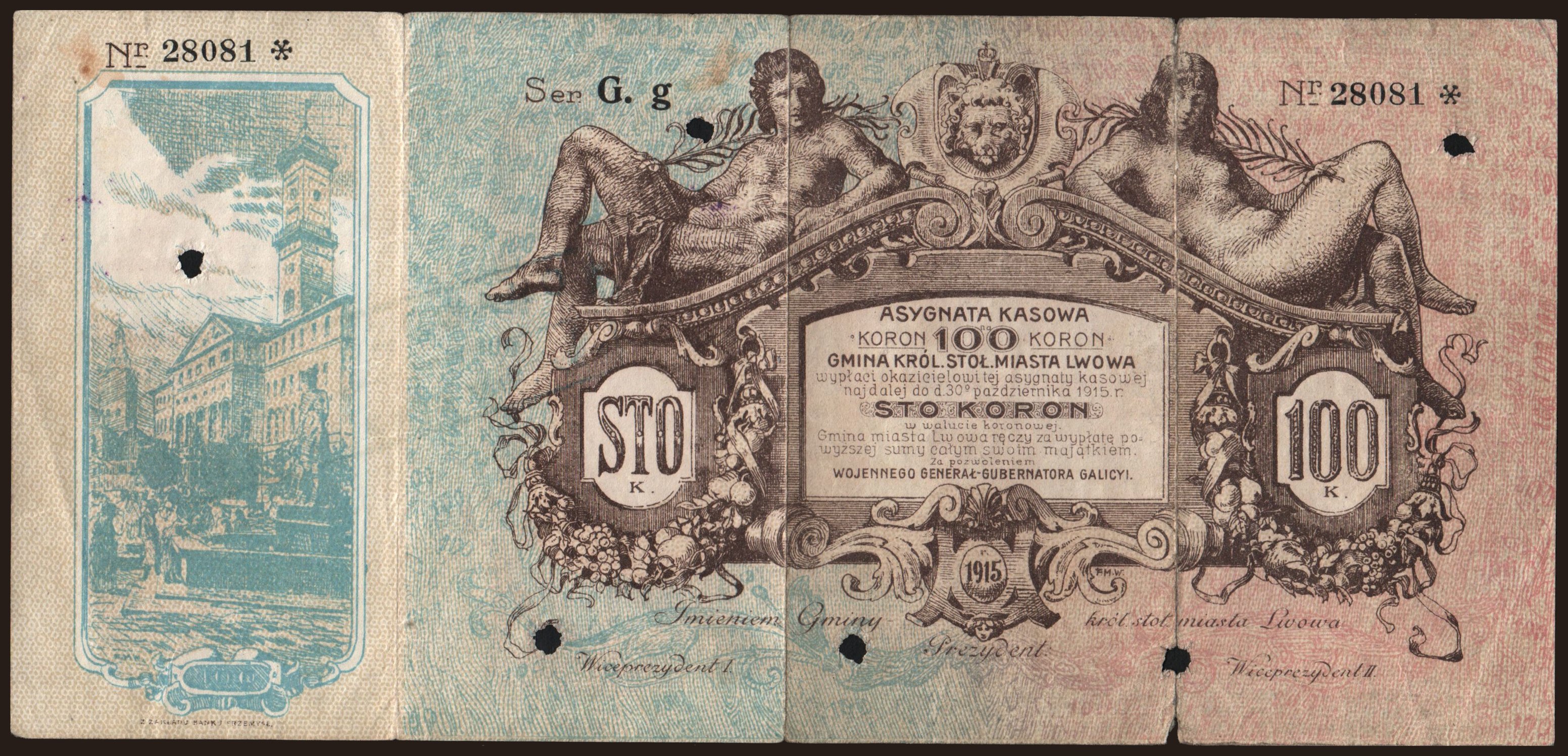 Lwow, 100 koron, 1915