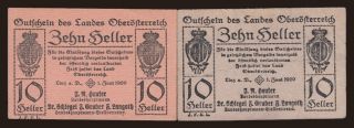 Oberösterreich, 10 heller, 1.6.1920, (2x)