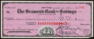 New York, The Seamen s Bank for Savings, 56.00 dollars, 1937