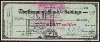 New York, The Seamen s Bank for Savings, 1637.50 dollars, 1955
