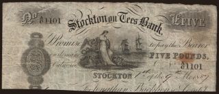 Stockton on Tees Bank, 5 pounds, 1883