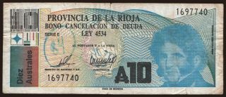 Provincia de la Rioja, 10 australes, 1985
