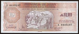 Provincia de Jujuy, 10 centavos, 1988