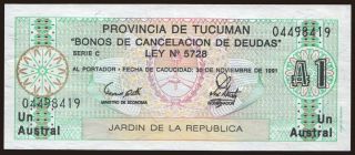 Provincia de Tucuman, 1 austral, 1991