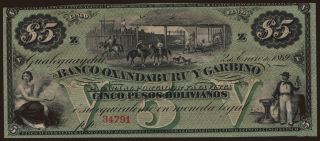 Oxandaburu y Garbino, 5 pesos, 1869