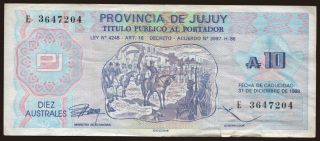 Provincia de Jujuy, 10 australes, 1988
