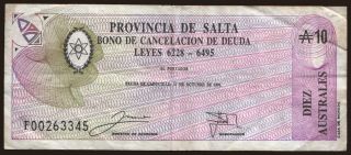 Provincia de Salta, 10 australes, 1991