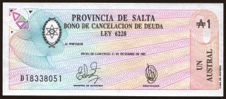 Provincia de Salta, 1 austral, 1987