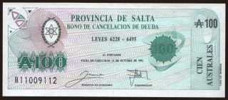 Provincia de Salta, 100 australes, 1991