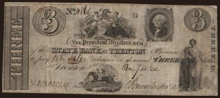 State Bank at Trenton, 3 dollars, 1824