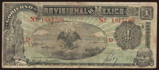 Gobierno Provisional de Mexico, 1 peso, 1916