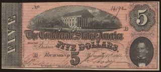 CSA, 5 dollars, 1864
