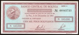 100.000 pesos / 10 centavos, 1987