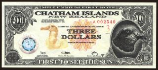 Chatham Islands, 3 dollars, 2001