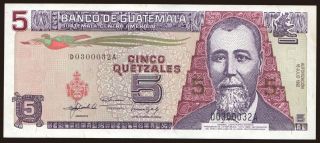 5 quetzales, 1992