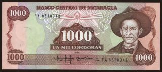 1000 cordobas, 1985