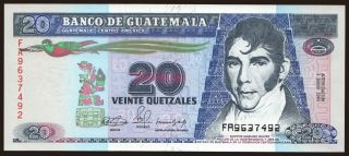 20 quetzales, 1990