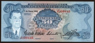 50 lempiras, 1990