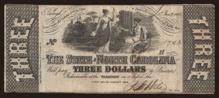North Carolina, 3 dollars, 1863