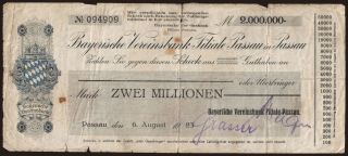 Passau/ Bayerische Vereinsbank Filiale Passau, 2.000.000 Mark, 1923