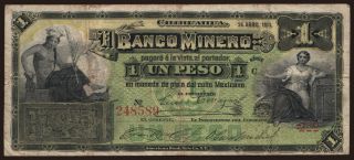 Chihuahua/ El Banco Minero, 1 peso, 1914