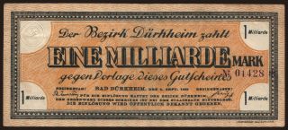 Bad Dürkheim/ Bezirk, 1.000.000.000 Mark, 1923
