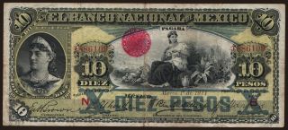 El Banco Nacional de Mexico, 10 pesos, 1911