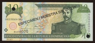 10 pesos, 2000, SPECIMEN
