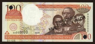 100 pesos, 2000, SPECIMEN