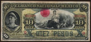 El Banco Nacional de Mexico, 10 pesos, 1912