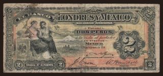 Banco de Londres y Mexico, 2 pesos, 1914