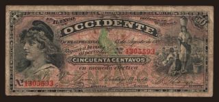 Banco de Occidente, 50 centavos, 1900