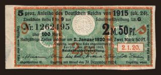 Zinsschein, 2.5 mark, 1915