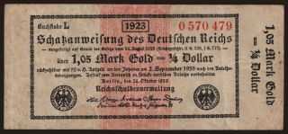 Berlin/ Schatzanweisungen des Deutsches Reichs, 1.05 Mark Gold, 1923